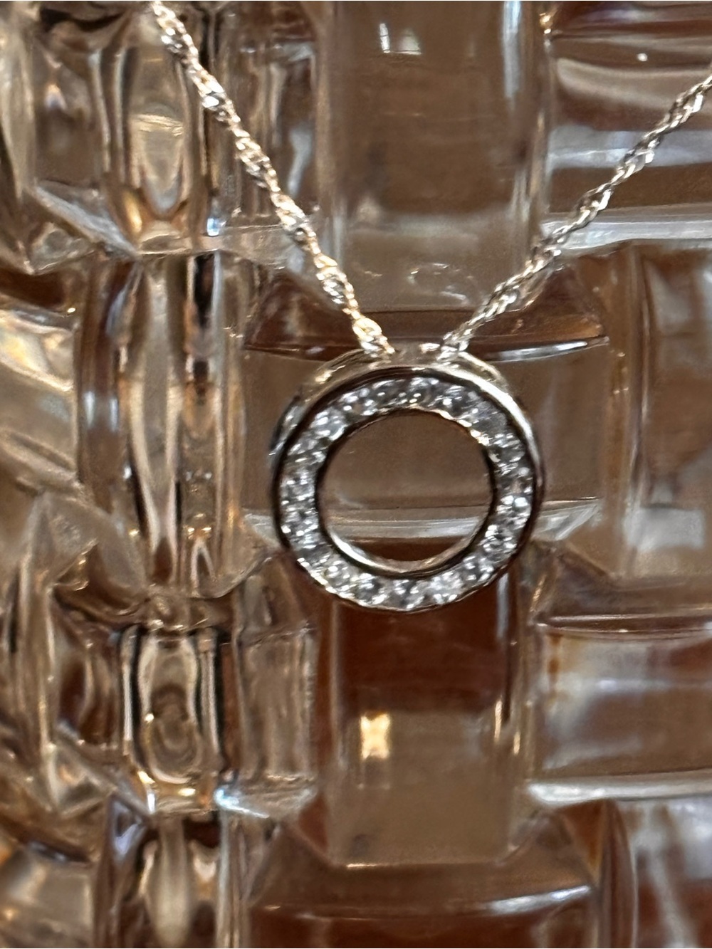 Sterling Silver CZ Circle Pendant Necklace